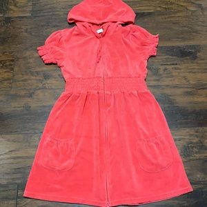 Coral terry beach coverup hood & pockets M